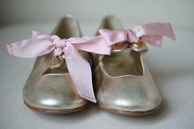 FENDI GIRLS GOLD LEATHER SHOES EU 24 UK 7 - Image 3