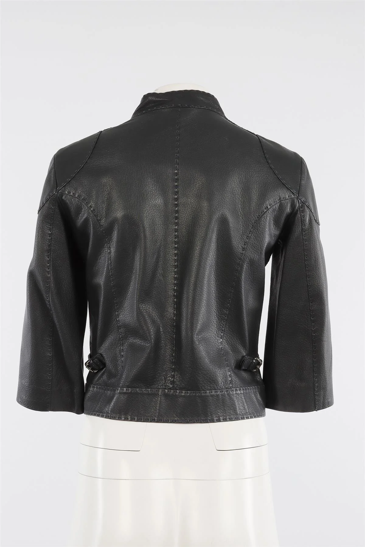 FENDI GREY VINTAGE LEATHER JACKET IT 40 UK 8 - Image 4
