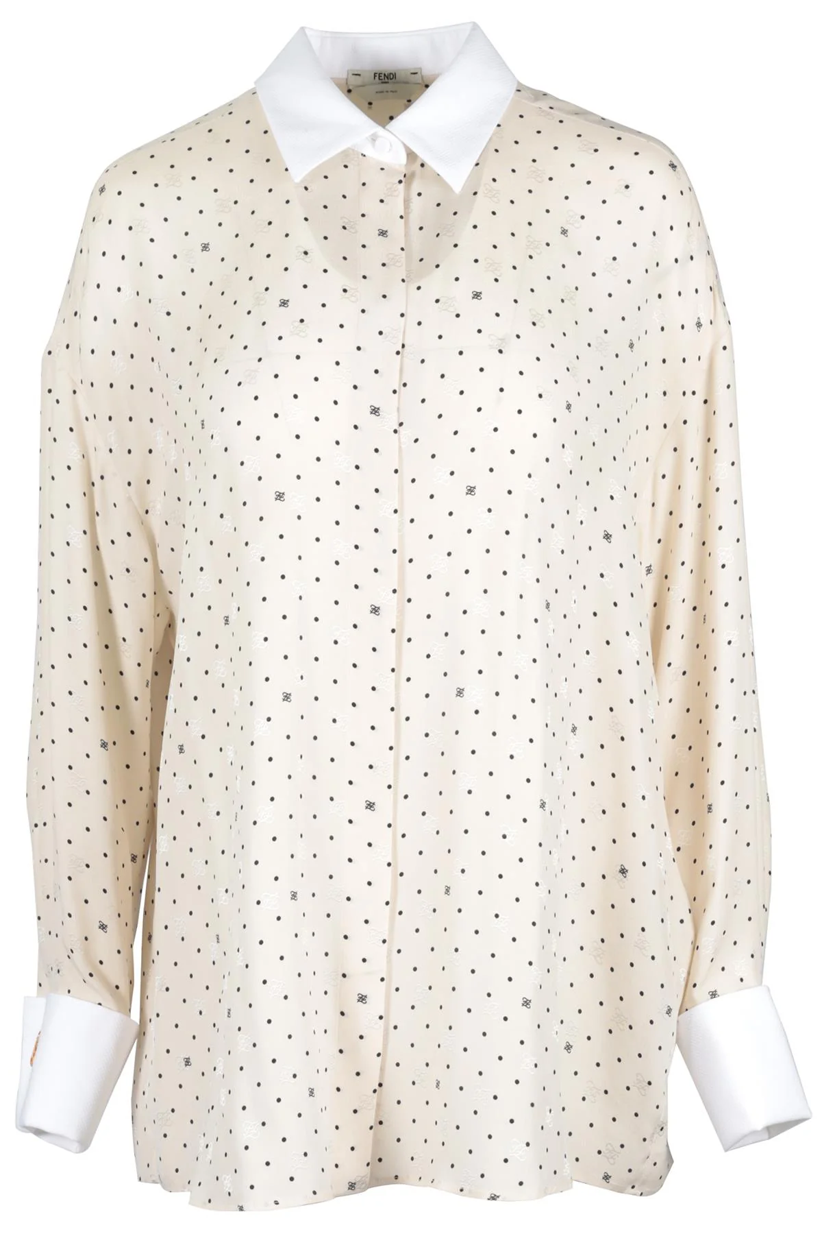 FENDI IVORY FF SILK SHIRT IT 40 UK 8
