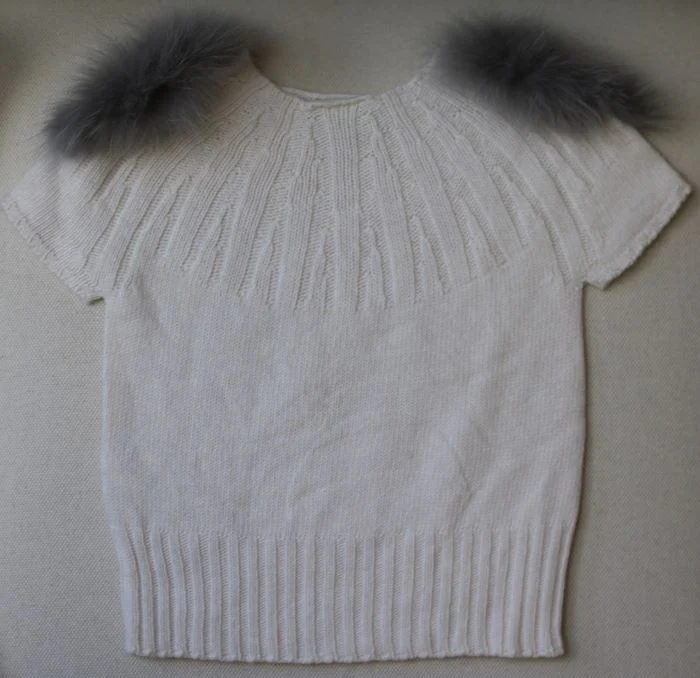 FENDI KIDS GIRLS IVORY WOOL BLEND SWEATER WITH FUR TRIM 2 YEARS - Image 3