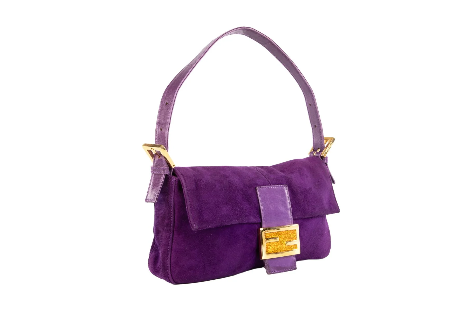 FENDI PURPLE BAGUETTE SUEDE SHOULDER BAG - Image 3