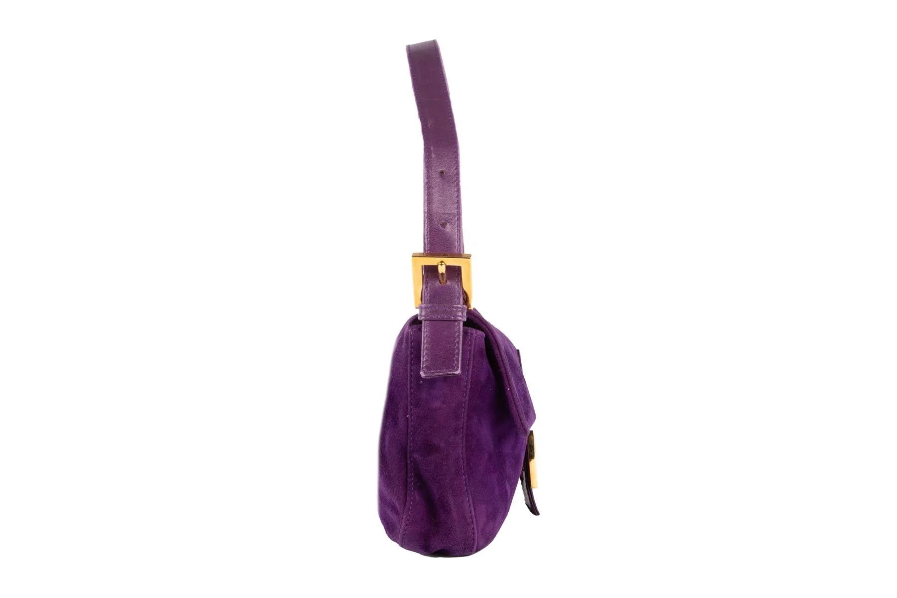 FENDI PURPLE BAGUETTE SUEDE SHOULDER BAG - Image 4