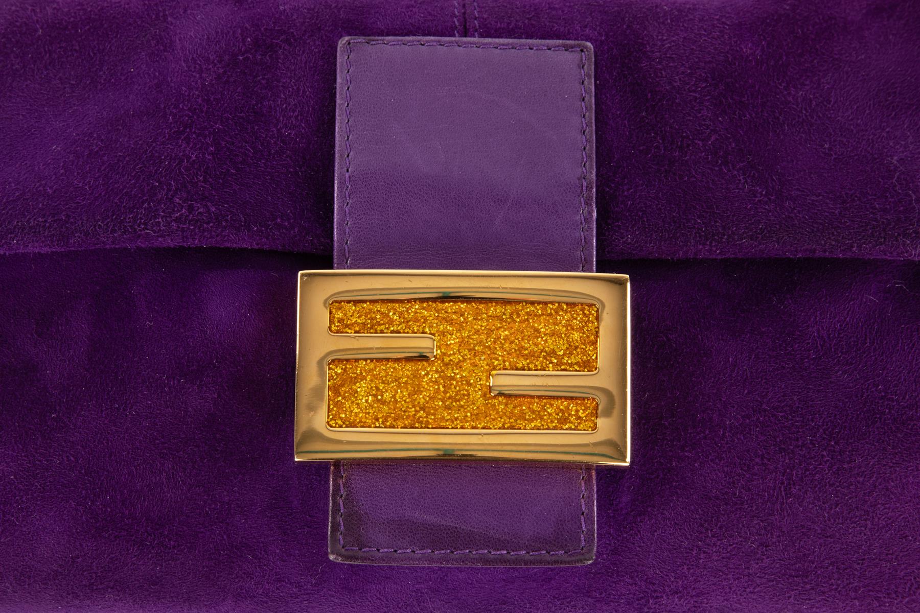 FENDI PURPLE BAGUETTE SUEDE SHOULDER BAG - Image 8