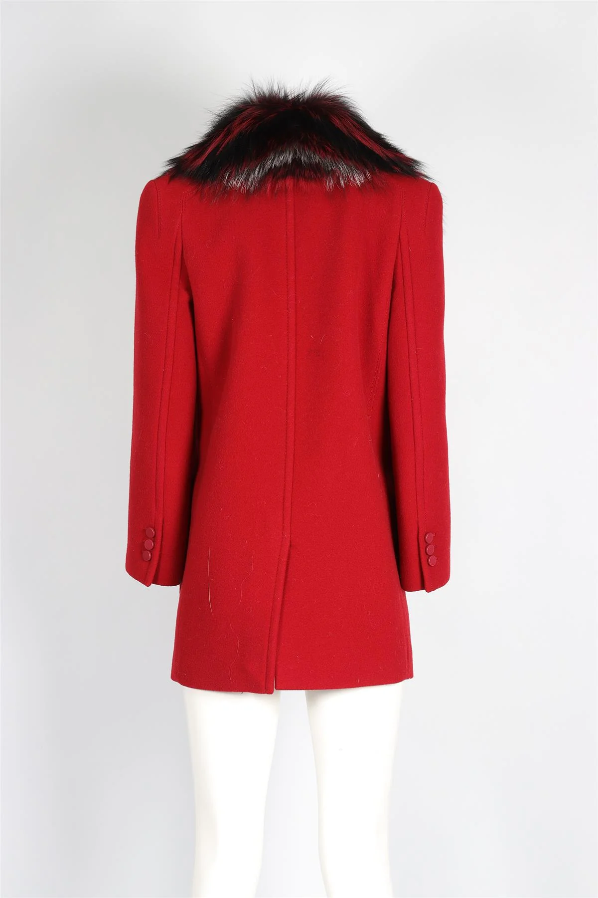 FENDI RED FOX FUR AND WOOL COAT IT 42 UK 10 - Image 4