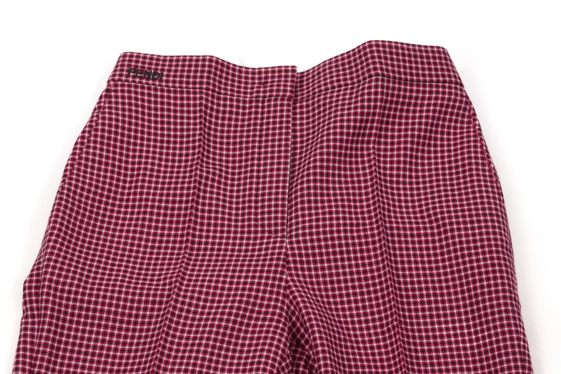 FENDI RED WOOL WIDE LEG PANTS IT 40 UK 8 - Image 3