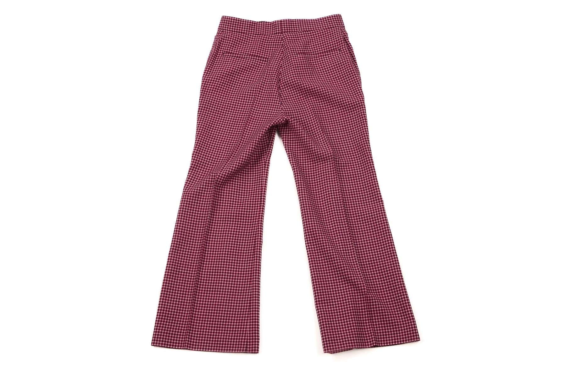 FENDI RED WOOL WIDE LEG PANTS IT 40 UK 8 - Image 4