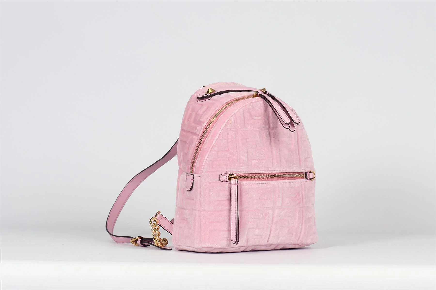 FENDI SMALL FF LEATHER AND VELVET BACKPACK - Image 3