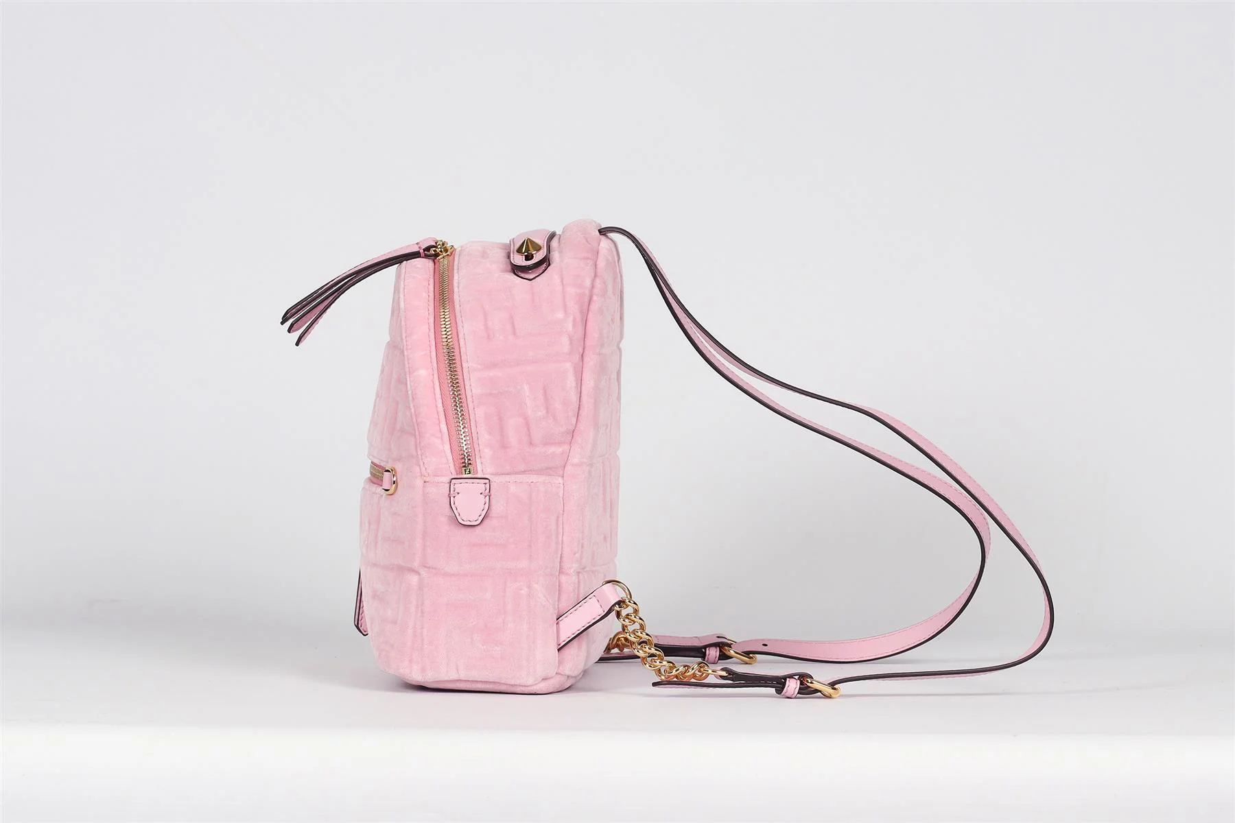 FENDI SMALL FF LEATHER AND VELVET BACKPACK - Image 5