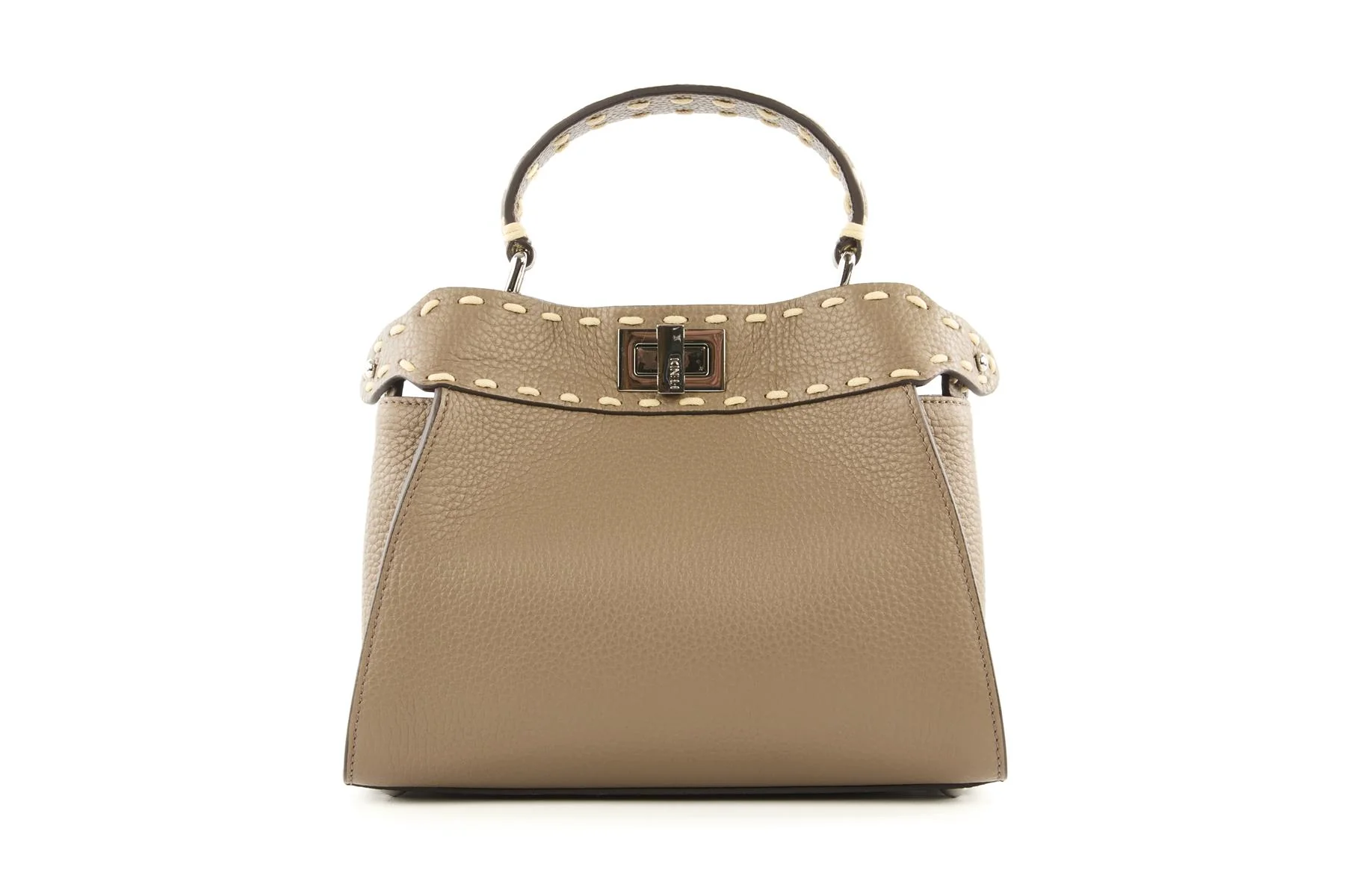 FENDI TAUPE PEEKABOO MINI LEATHER TOTE BAG - Image 2