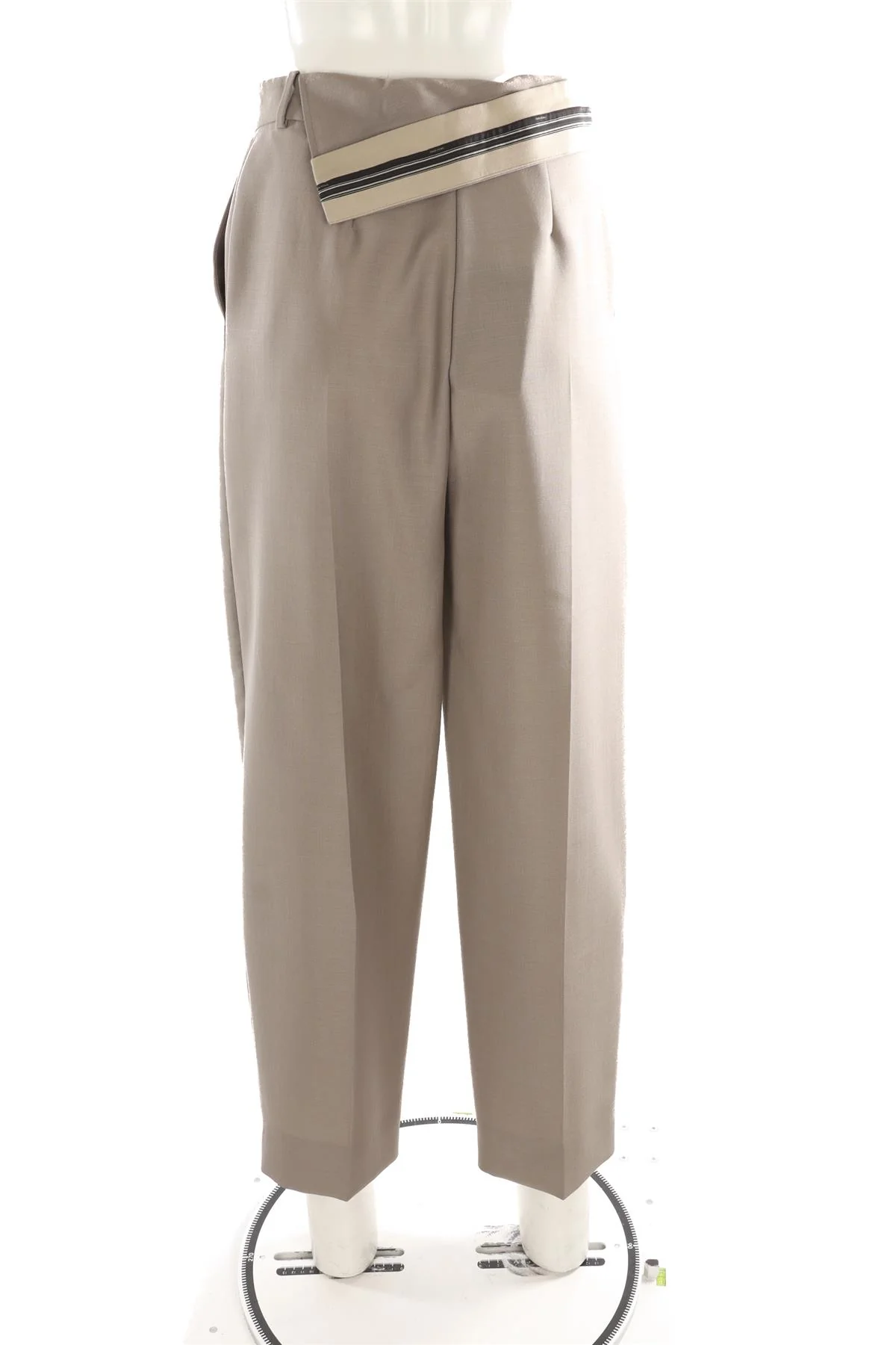 FENDI TAUPE WOOL STRAIGHT LEG PANTS IT 40 UK 8 - Image 4