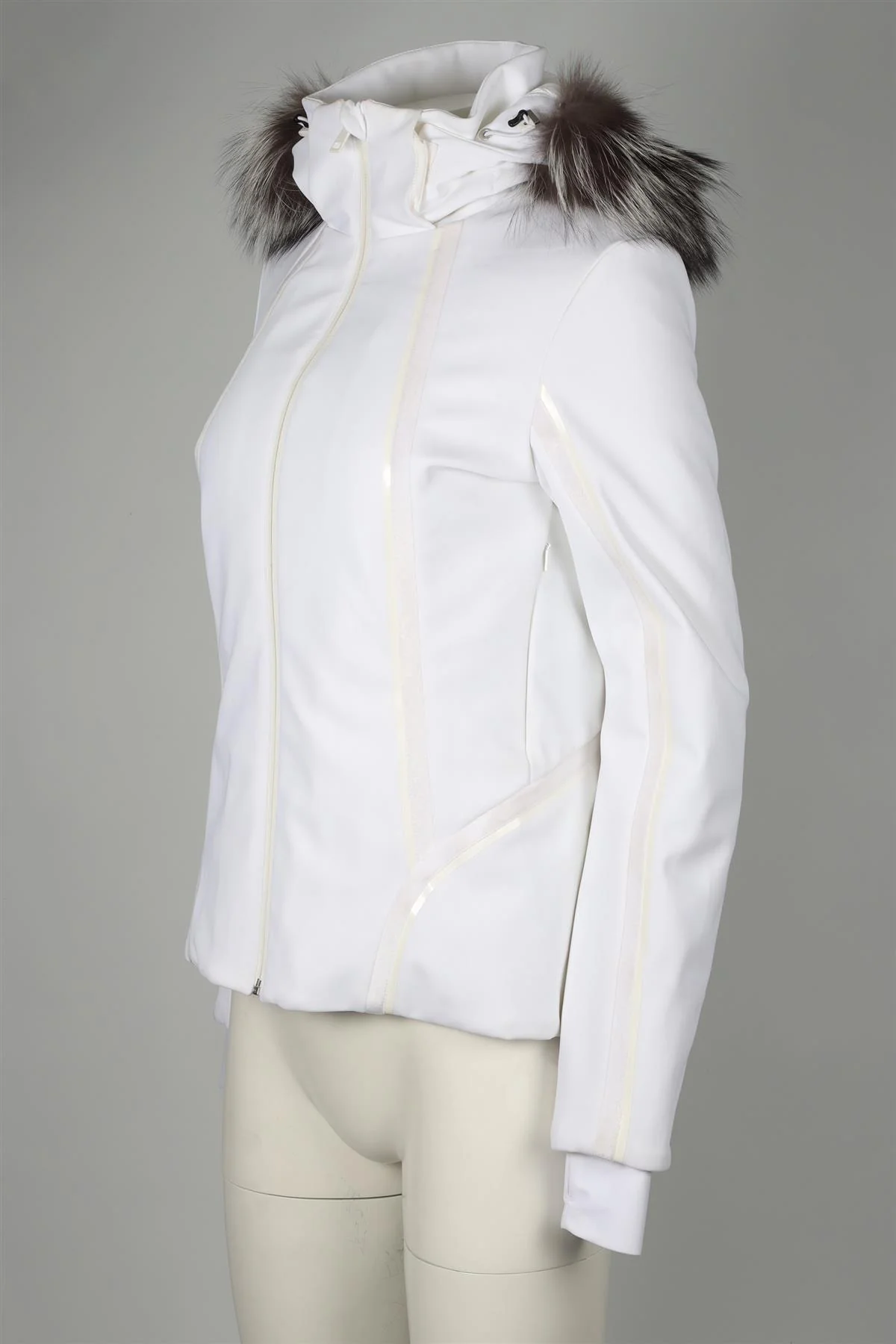 FENDI WHITE FOX FUR AND SHELL JACKET IT 42 UK 10 - Image 3