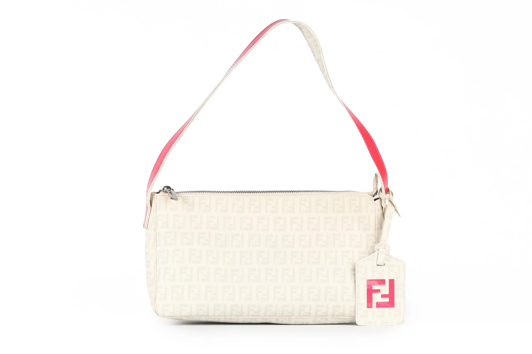 FENDI WHITE ZUCCHINO FF CANVAS SHOULDER BAG - Image 2