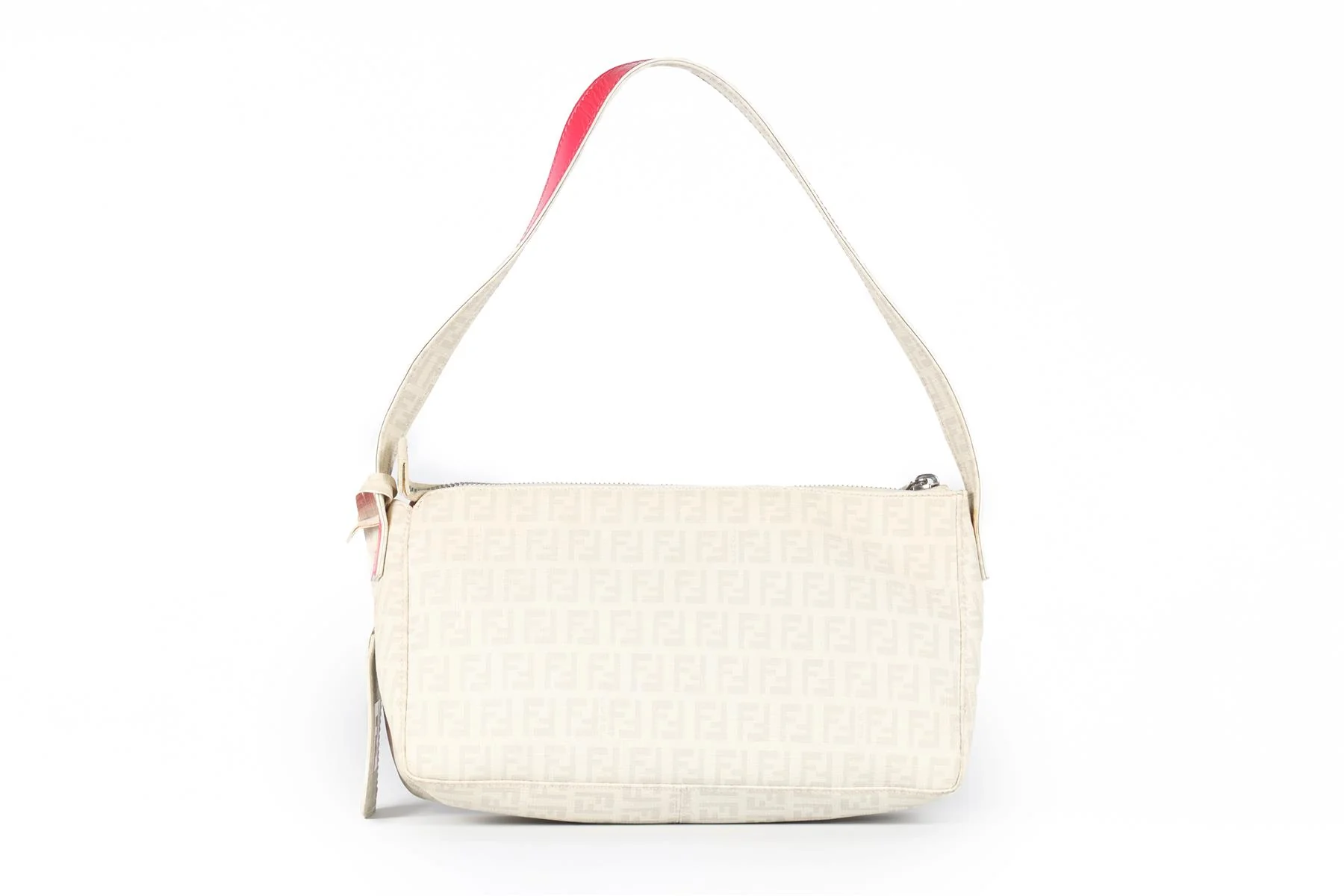 FENDI WHITE ZUCCHINO FF CANVAS SHOULDER BAG - Image 6