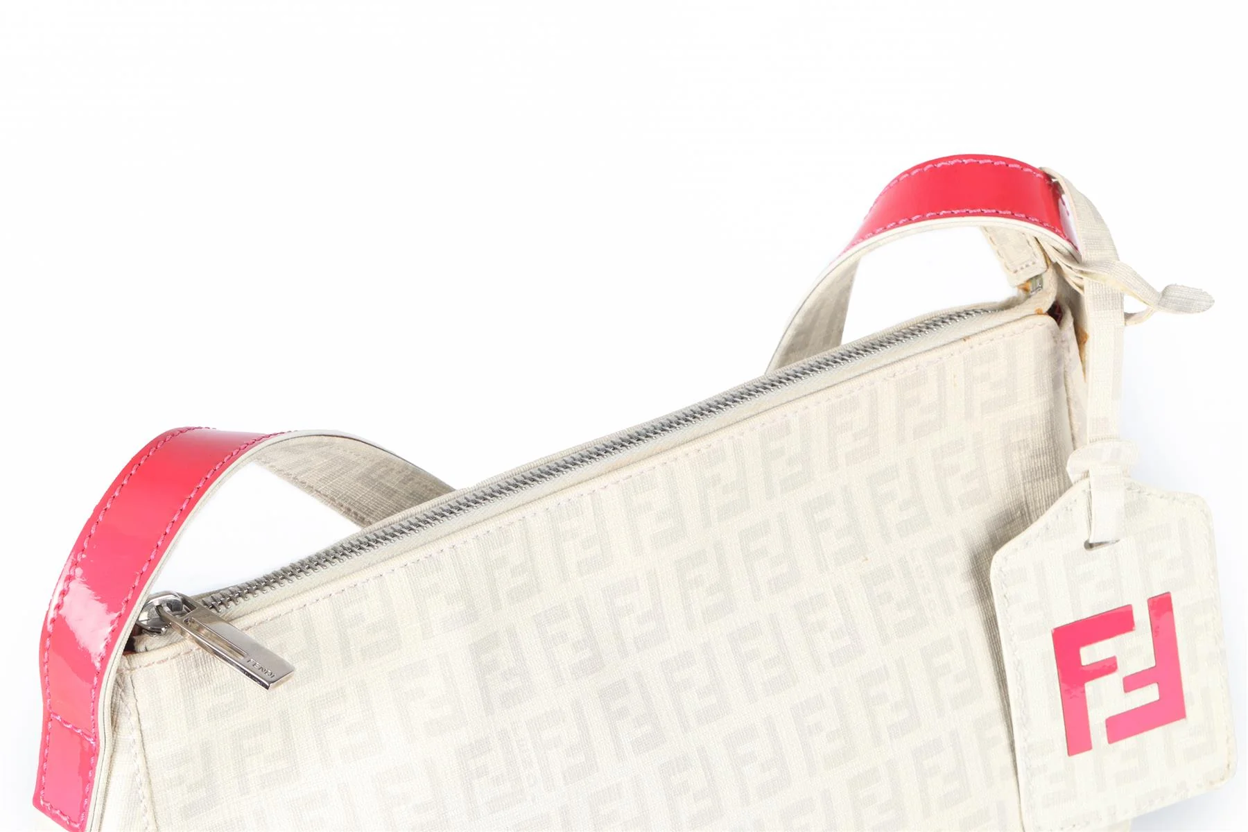 FENDI WHITE ZUCCHINO FF CANVAS SHOULDER BAG - Image 9