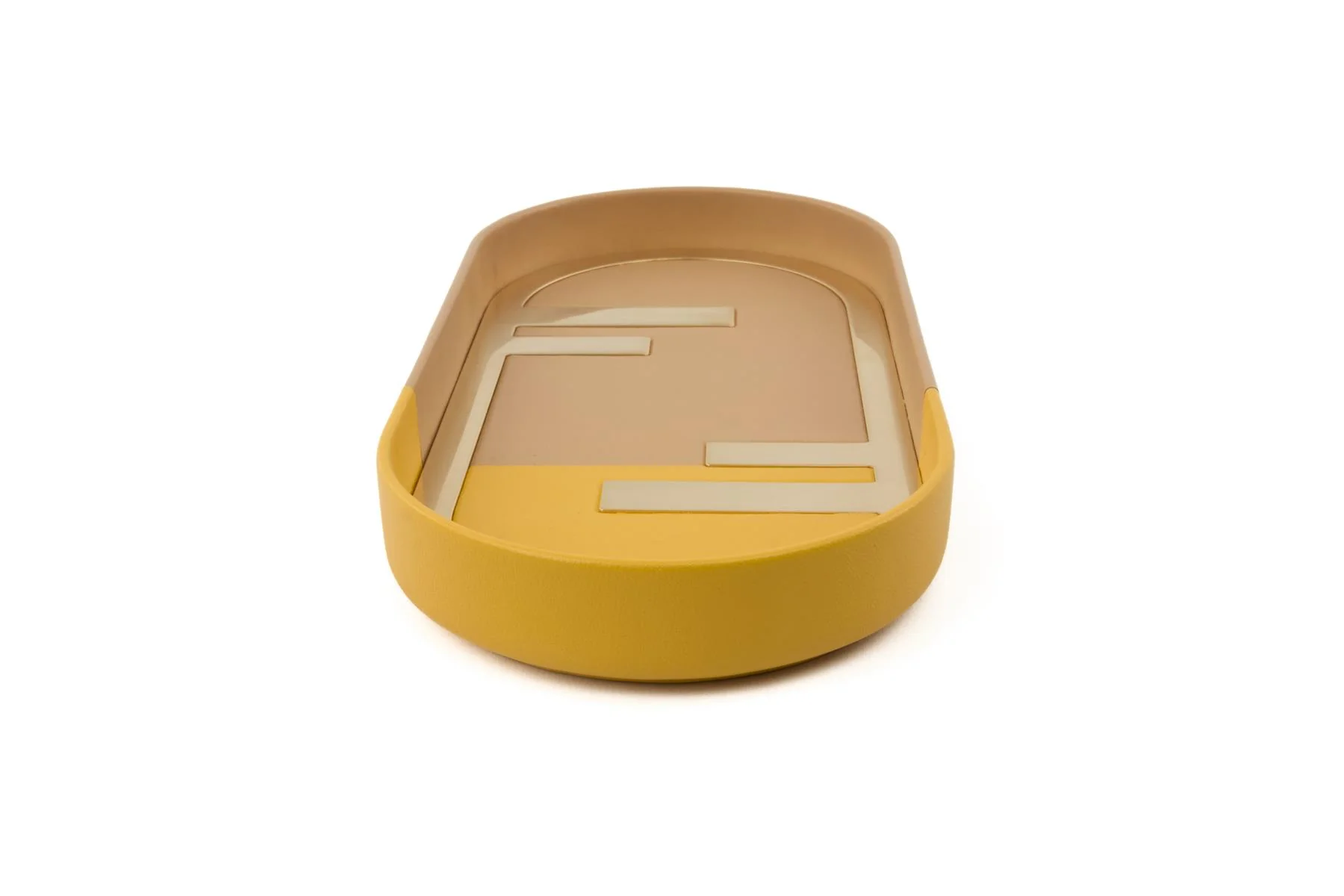 FENDI YELLOW O'LOCK OVAL LEATHER TRAY - Image 5