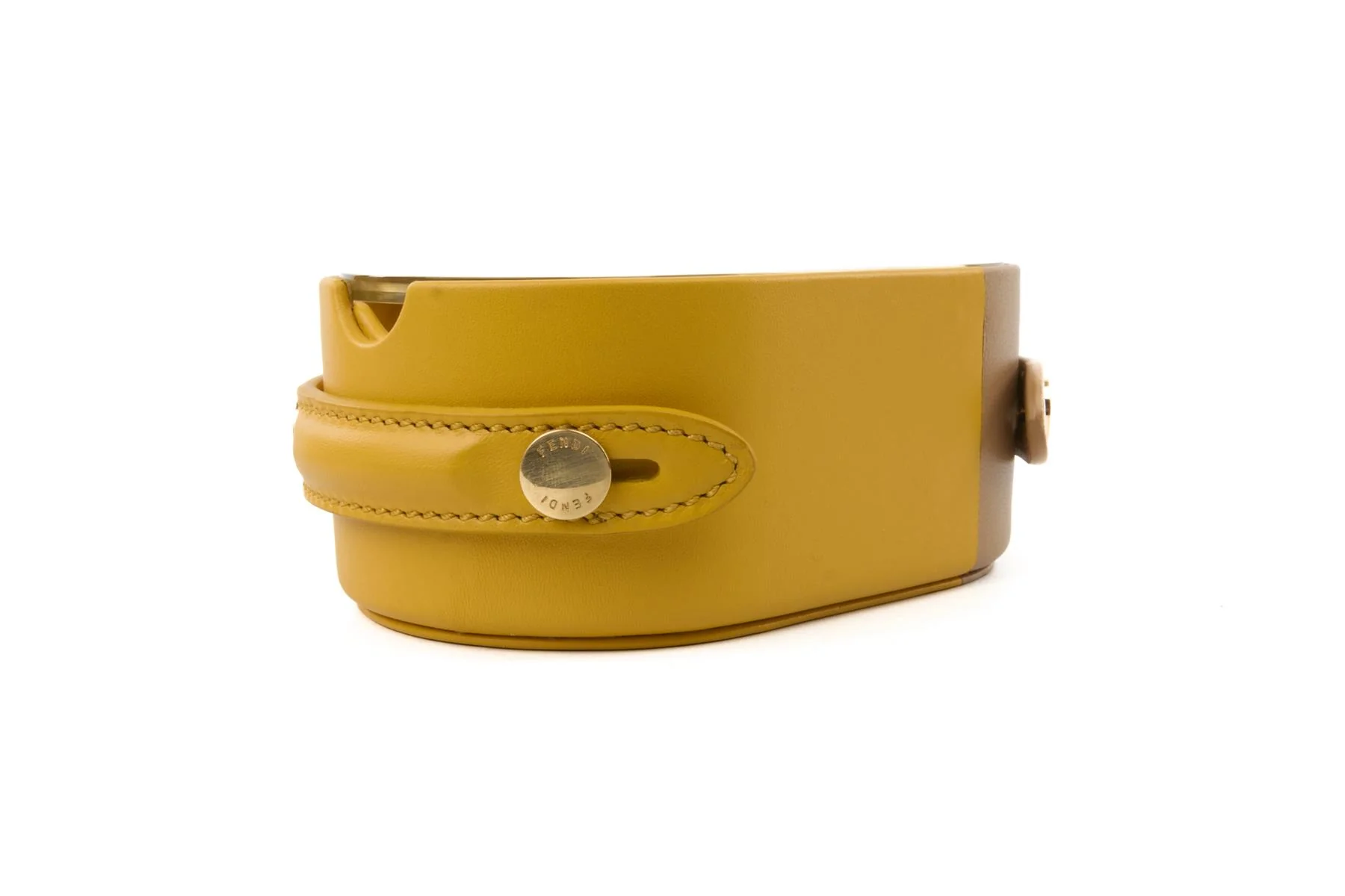 FENDI YELLOW O'LOCK OVAL LEATHER TRINKET BOX - Image 3