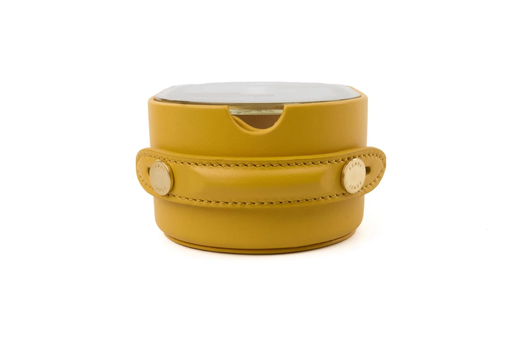 FENDI YELLOW O'LOCK OVAL LEATHER TRINKET BOX - Image 4