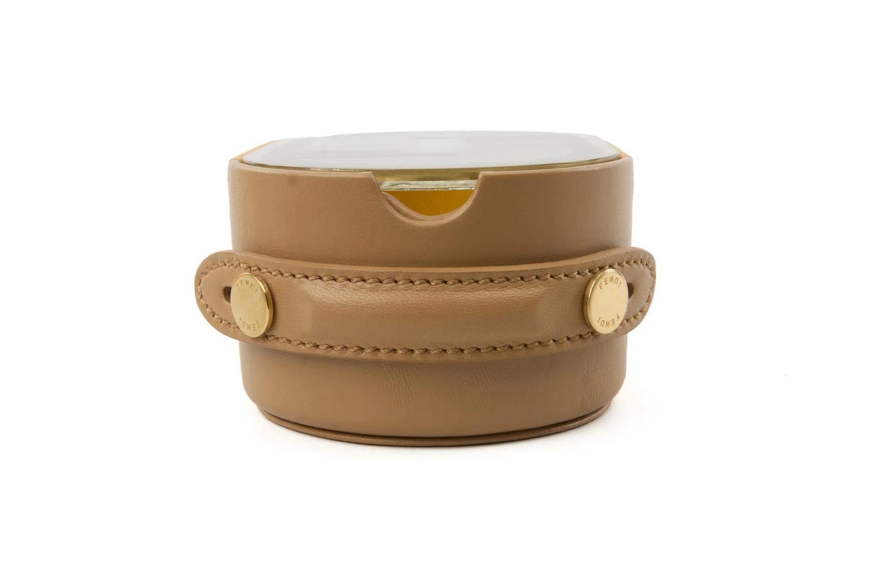 FENDI YELLOW O'LOCK OVAL LEATHER TRINKET BOX - Image 5