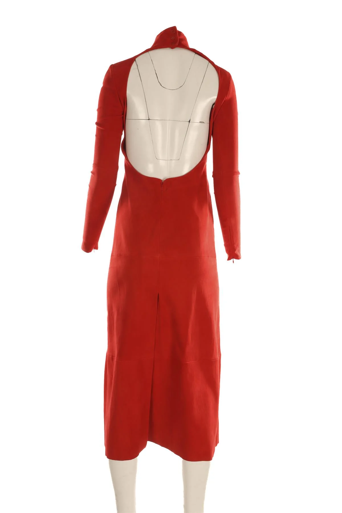 FERRAGAMO RED SUEDE MAXI DRESS IT 36 UK 4 - Image 4