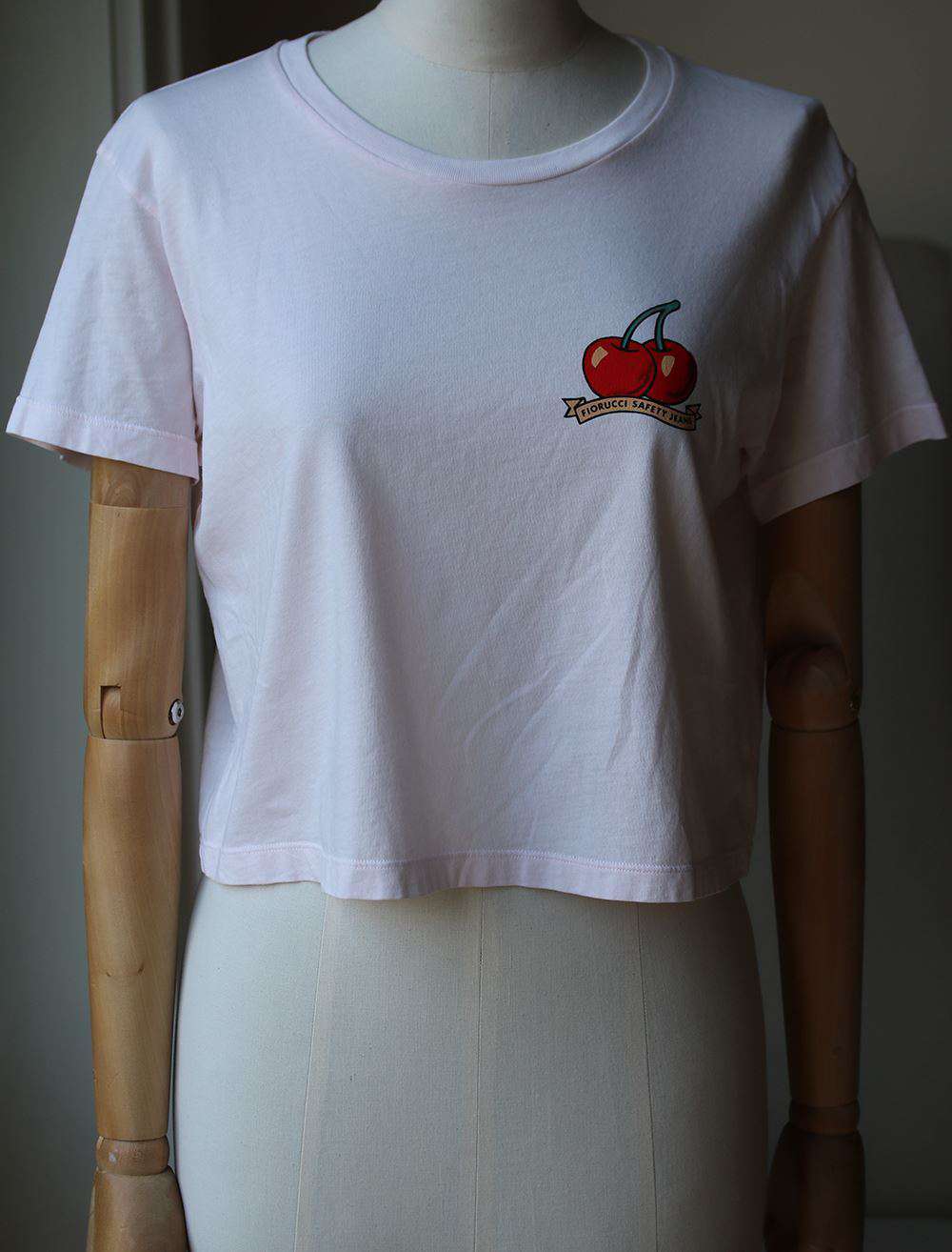 FIORUCCI VINTAGE CHERRIES JERSEY CROP T-SHIRT SMALL - Image 3