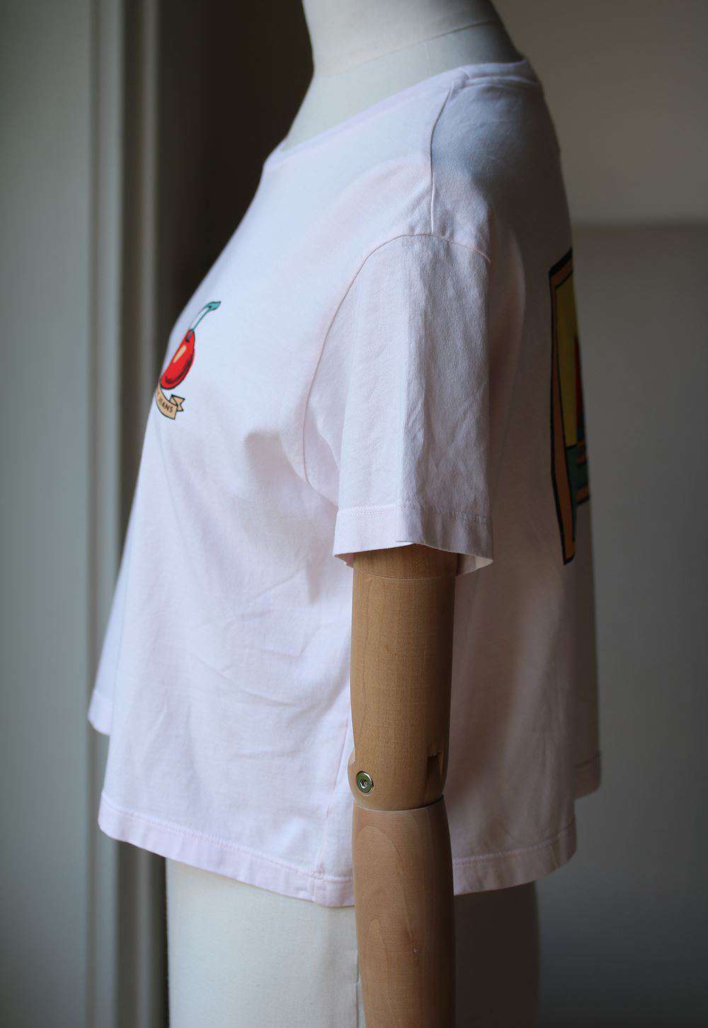 FIORUCCI VINTAGE CHERRIES JERSEY CROP T-SHIRT SMALL - Image 4