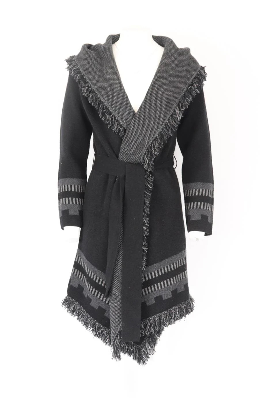 FLEETWOOD LA FRINGED JACQUARD KNIT CASHMERE CARDIGAN XSMALL-SMALL - Image 2