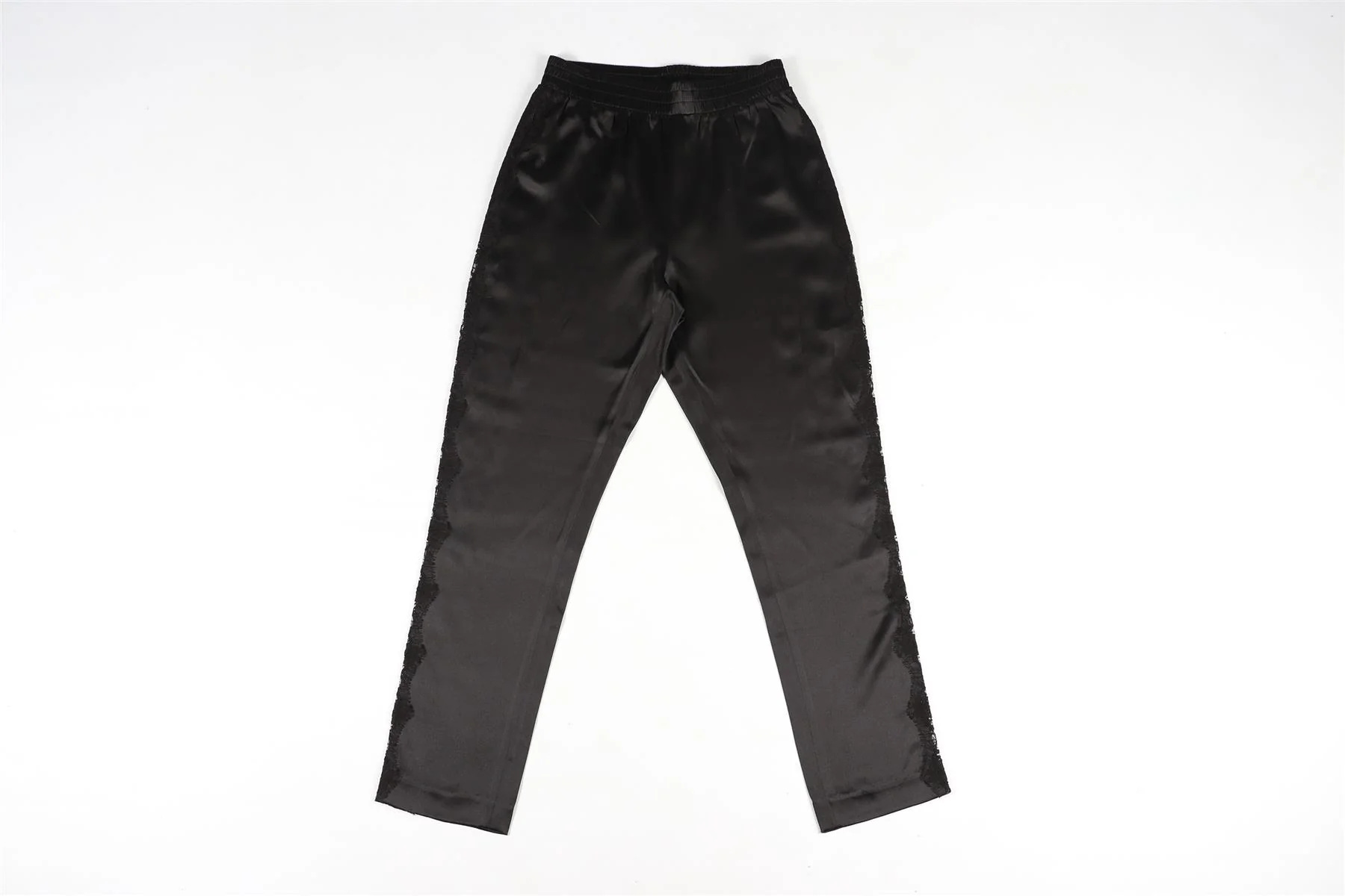 FLEUR DE MAL BLACK SILK STRAIGHT LEG PANTS XSMALL - Image 2