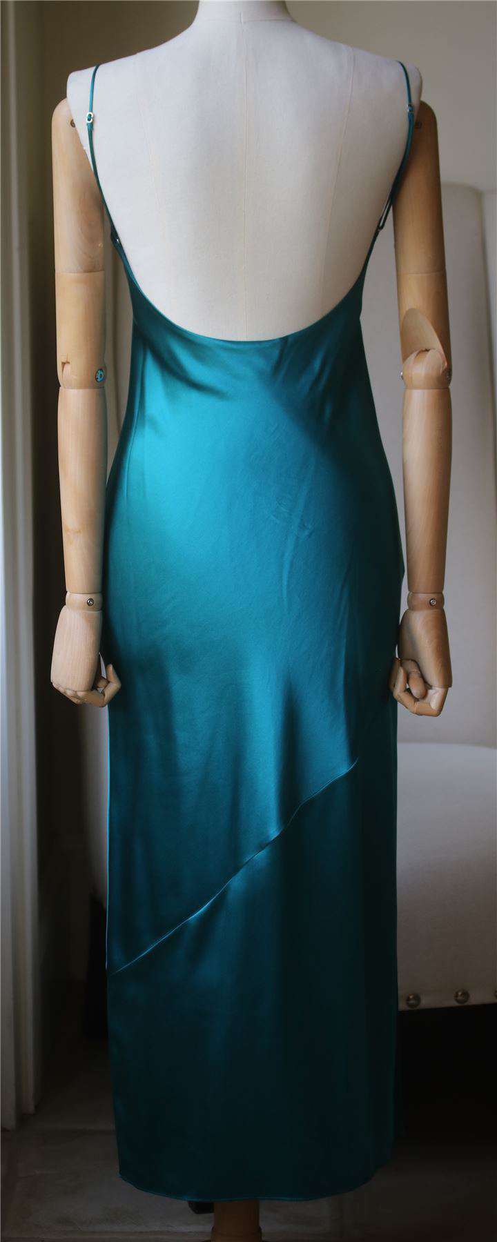 FLEUR DU MAL JADE GREEN BIAS SLIP GOWN DRESS SMALL - Image 5