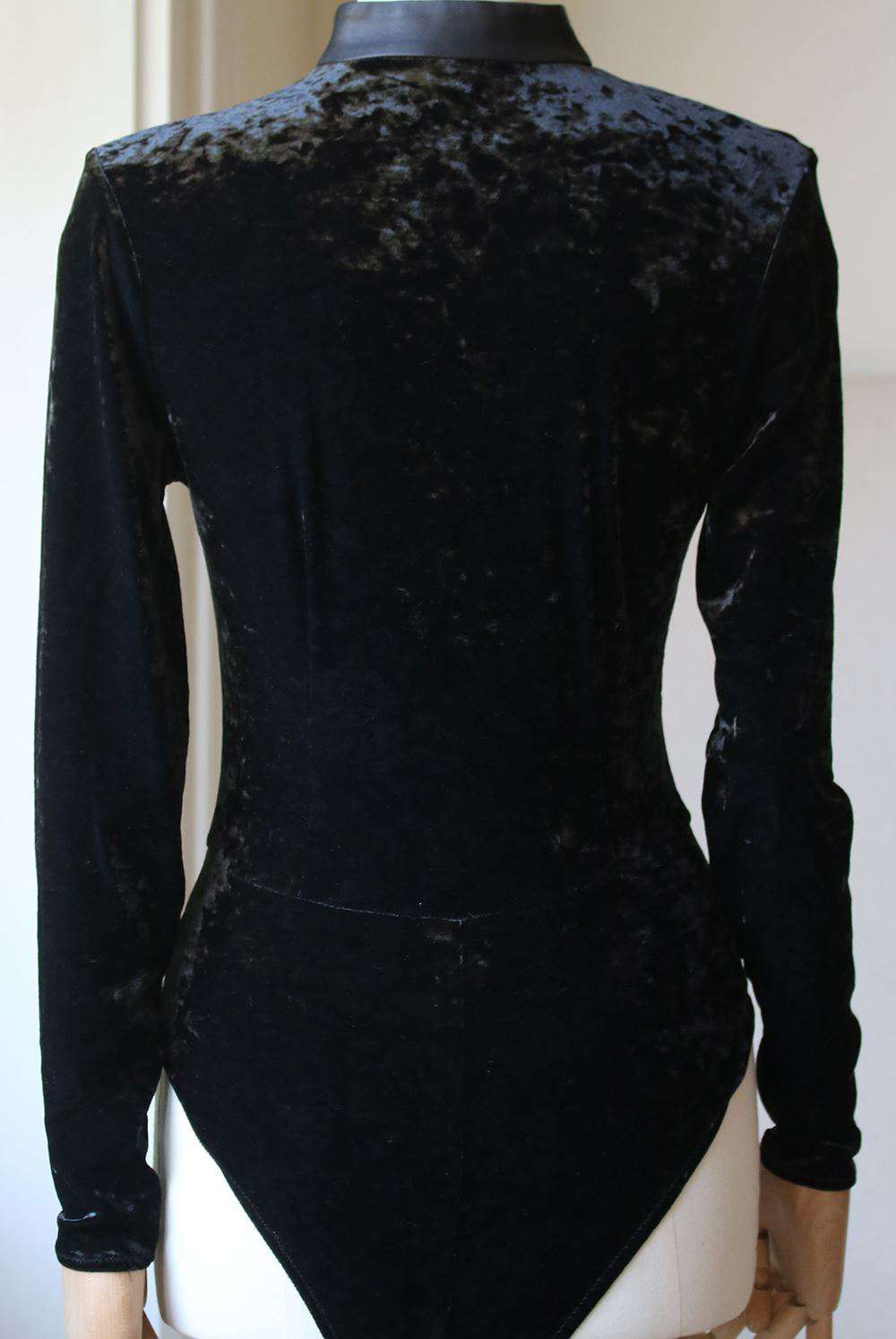 FLEUR DU MAL LEATHER CHOKER VELVET BODYSUIT SMALL - Image 5