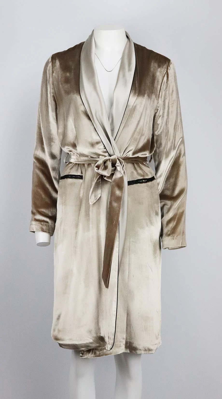 FLEUR DU MAL SILK CHARMEUSE TRIMMED VELVET ROBE SMALL/MEDIUM - Image 2