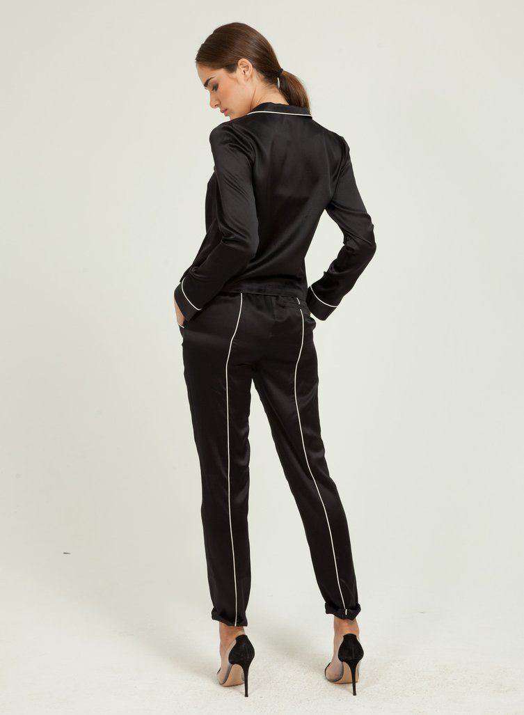 FLEUR DU MAL SILK-SATIN PYJAMA TOP SMALL - Image 3