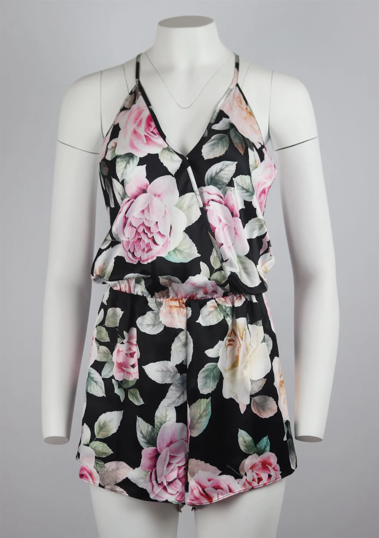 FLORA NIKROOZ FLORAL PRINT SATIN PLAYSUIT LARGE - Image 2