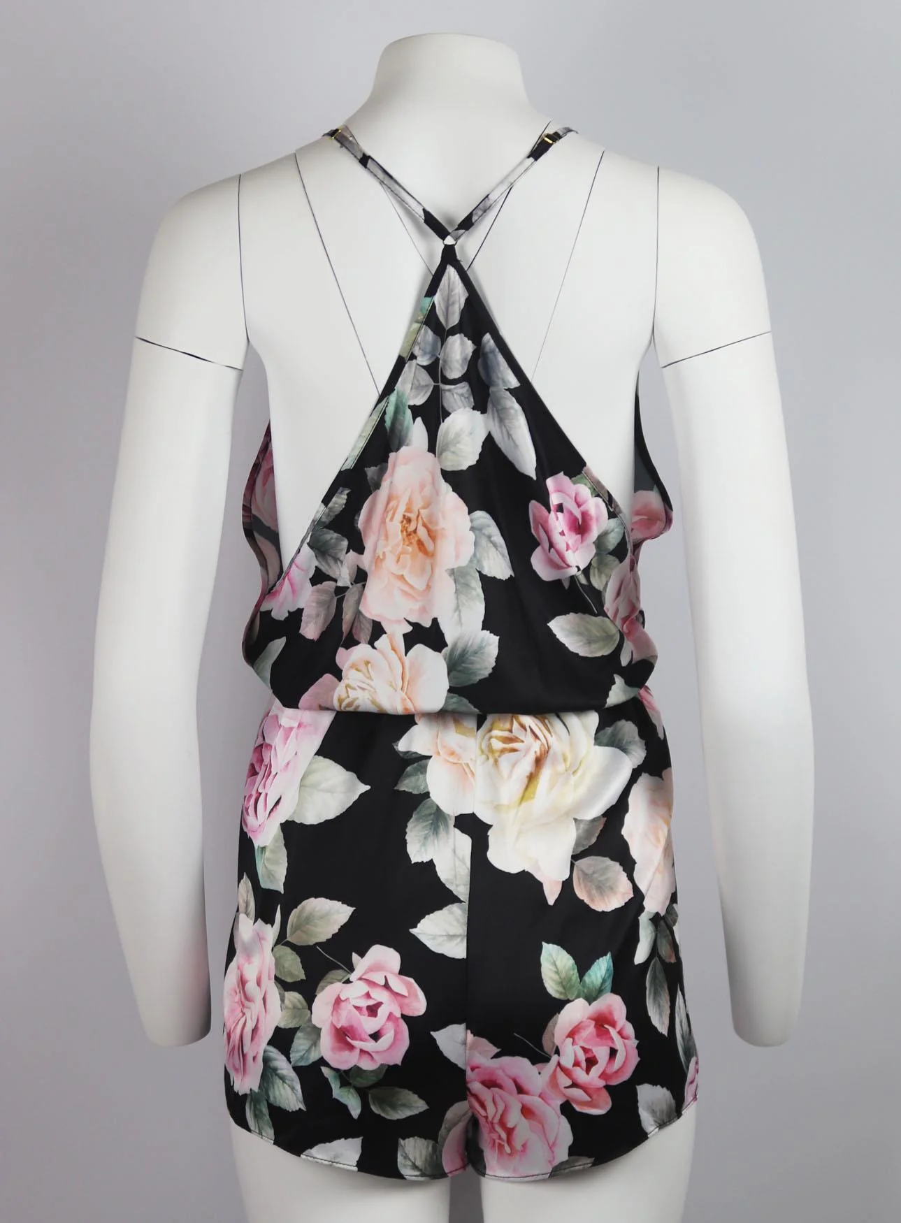 FLORA NIKROOZ FLORAL PRINT SATIN PLAYSUIT LARGE - Image 4
