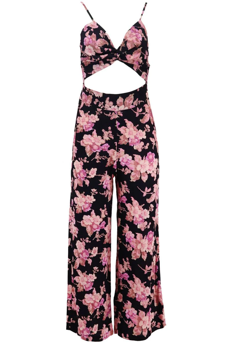 FLYNN SKYE CUTOUT FLORAL PRINT CREPE JUMPSUIT SMALL