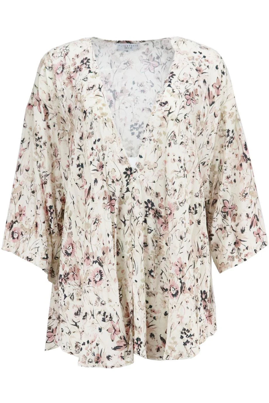 FLYNN SKYE FLORAL PRINT CREPE KIMONO SMALL