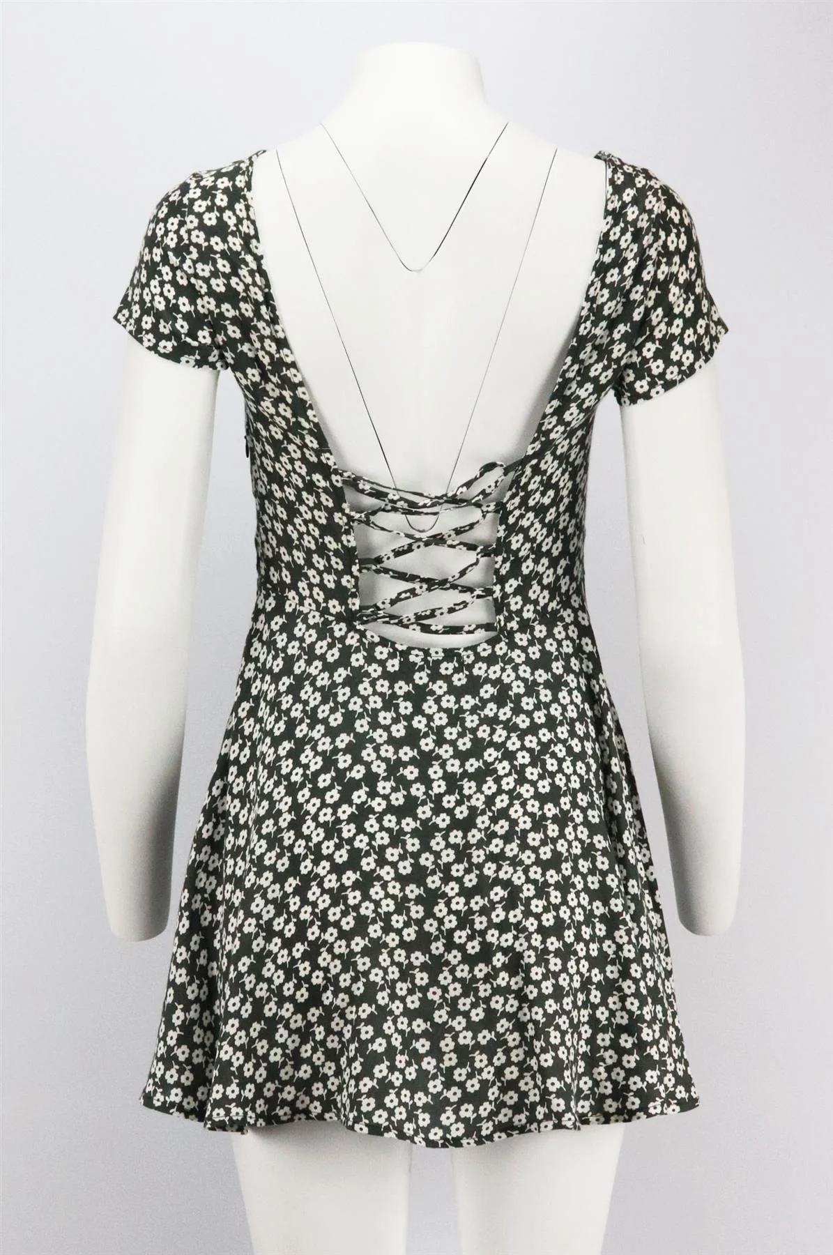 FLYNN SKYE LACE UP FLORAL PRINT GAUZE MINI DRESS SMALL - Image 4