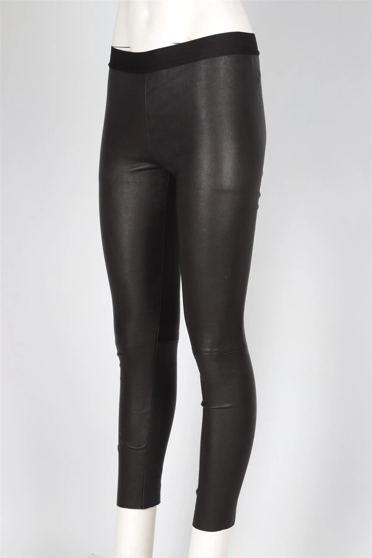 FOGAL BLACK LEATHER SKINNY PANTS SMALL - Image 3