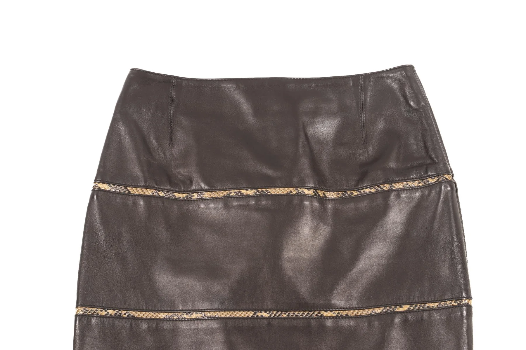 FONTANA COUTURE BLACK LEATHER MIDI SKIRT IT 40 UK 8 - Image 3