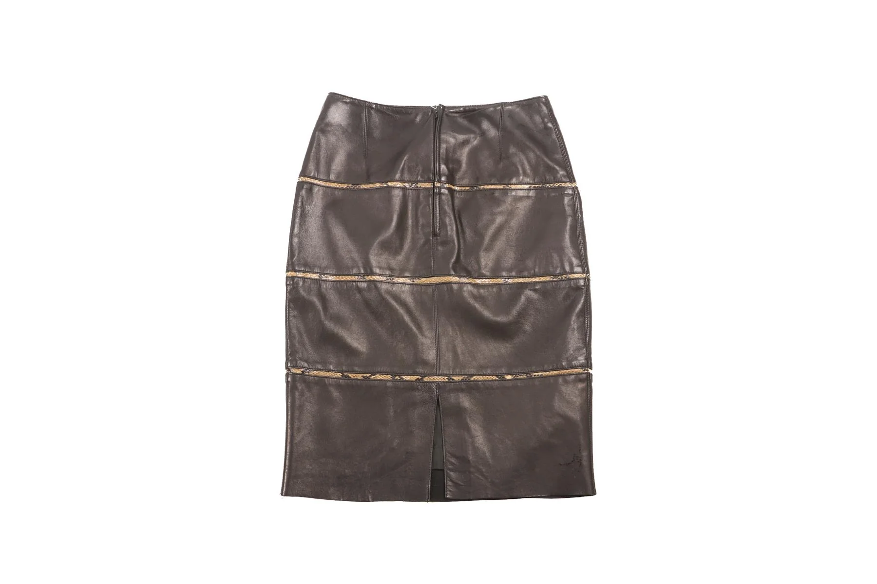 FONTANA COUTURE BLACK LEATHER MIDI SKIRT IT 40 UK 8 - Image 4