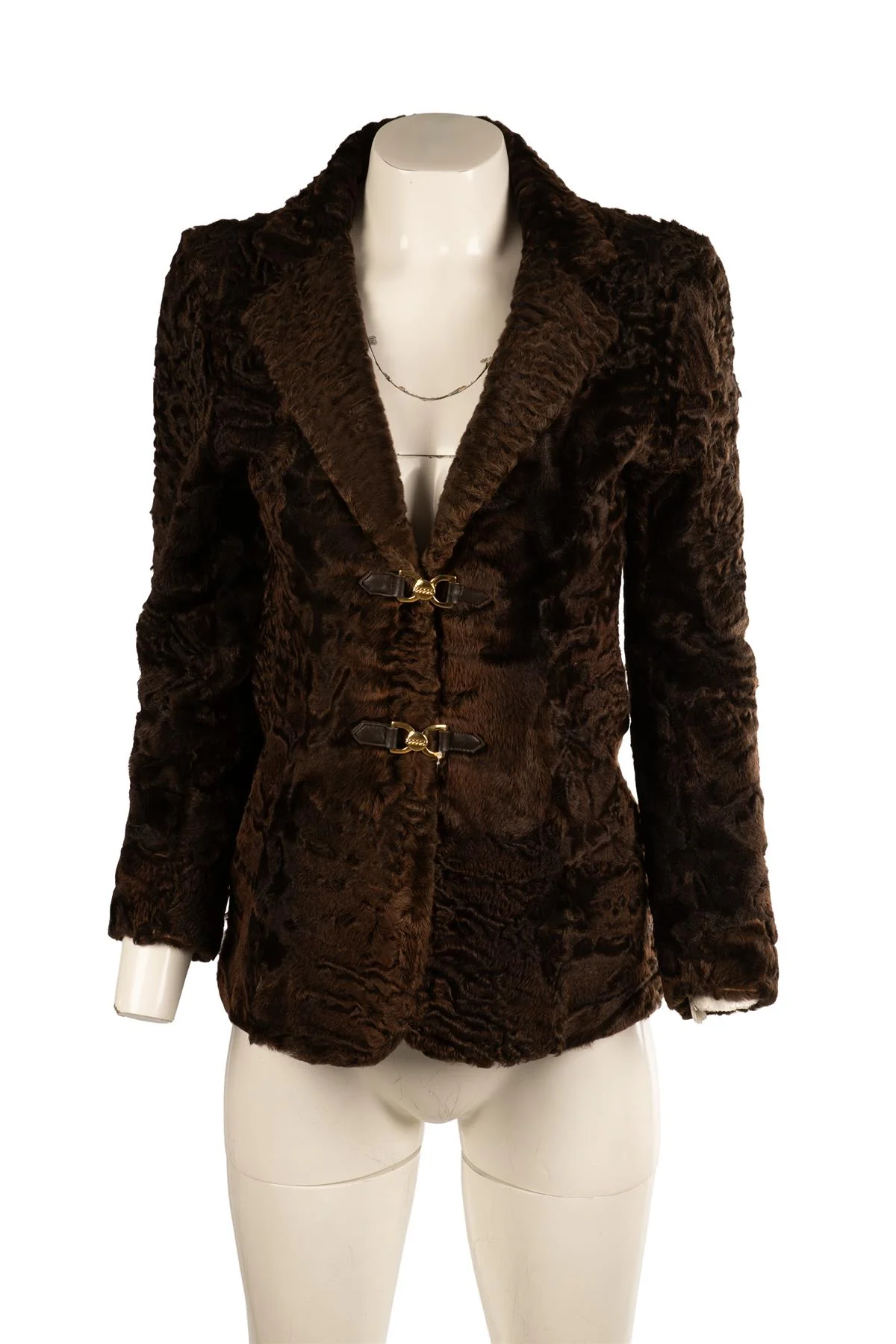 FONTANA COUTURE BROWN PERSIAN LAMB JACKET IT 40 UK 8 - Image 2