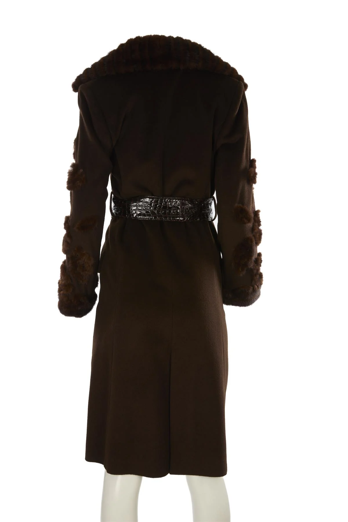 FONTANA COUTURE BROWN VINTAGE MINK FUR AND WOOL COAT IT 40 UK 8 - Image 4