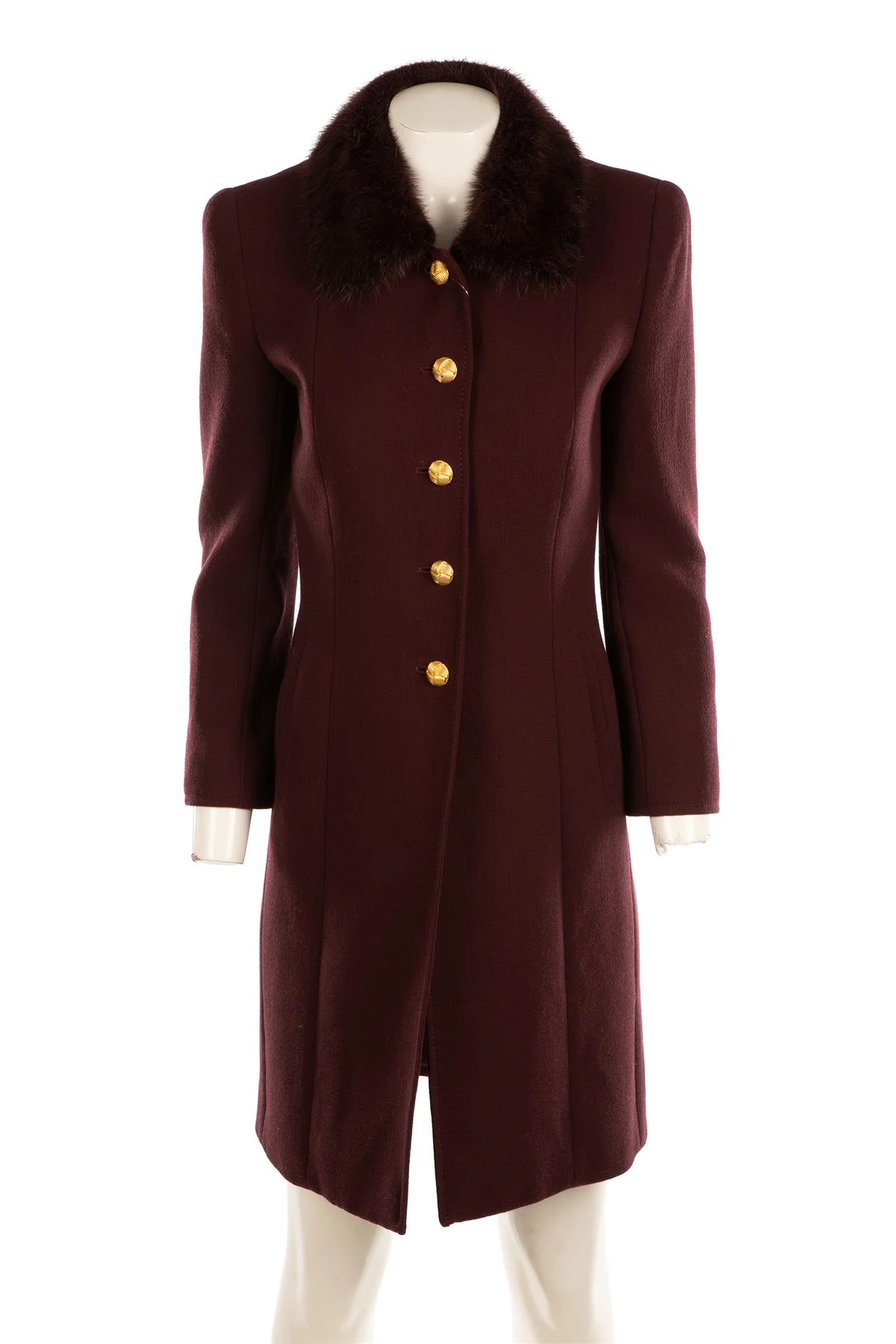 FONTANA COUTURE BURGUNDY MINK FUR AND WOOL COAT IT 40 UK 8 - Image 2