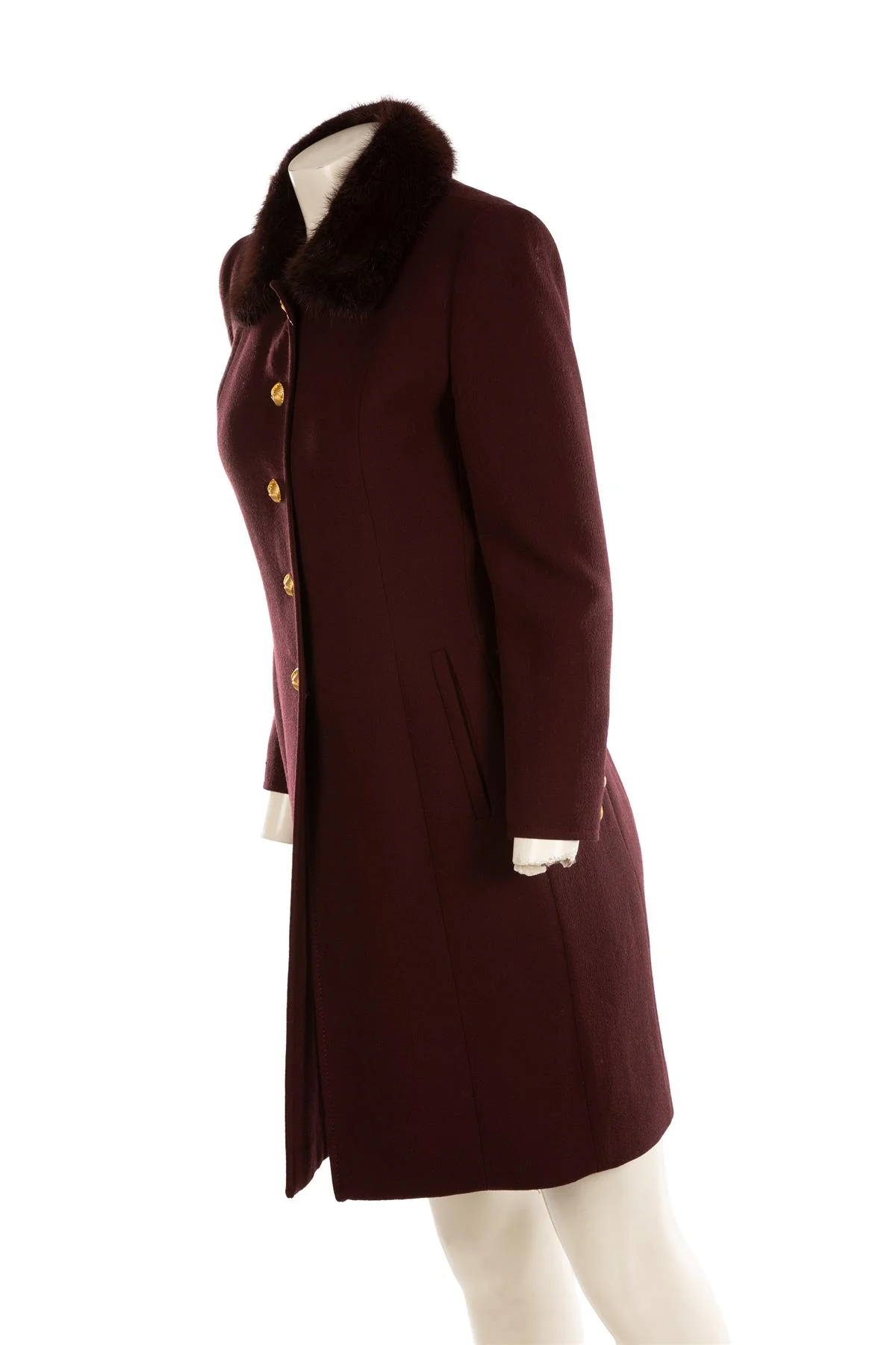 FONTANA COUTURE BURGUNDY MINK FUR AND WOOL COAT IT 40 UK 8 - Image 3