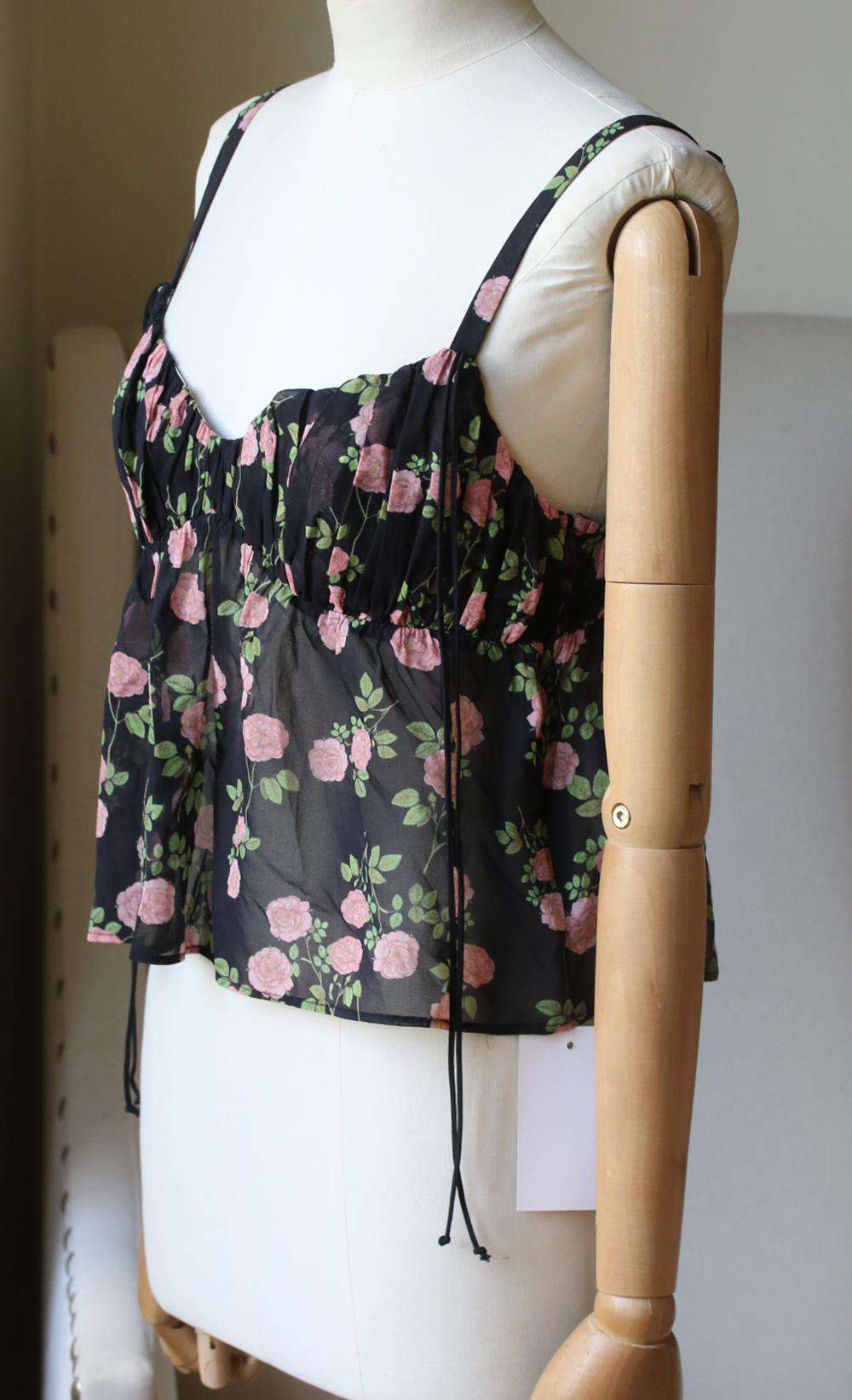 FOR LOVE AND LEMONS BISCOTTI FLORAL PRINT SILK TOP MEDIUM - Image 2