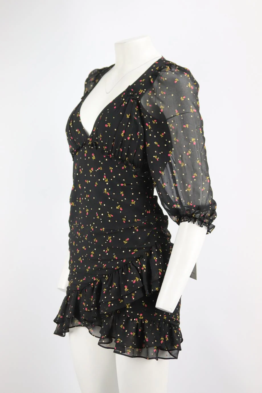 FOR LOVE AND LEMONS PRINTED CREPE MINI DRESS SMALL - Image 3