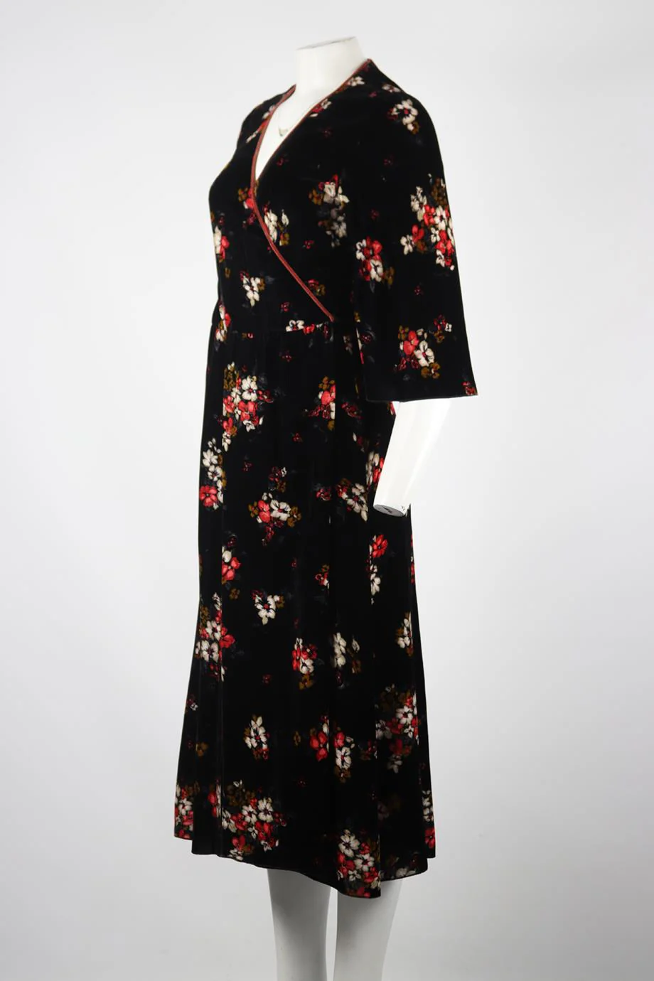 FORTE FORTE FLORAL PRINT VELVET WRAP MAXI DRESS UK 8 - Image 3