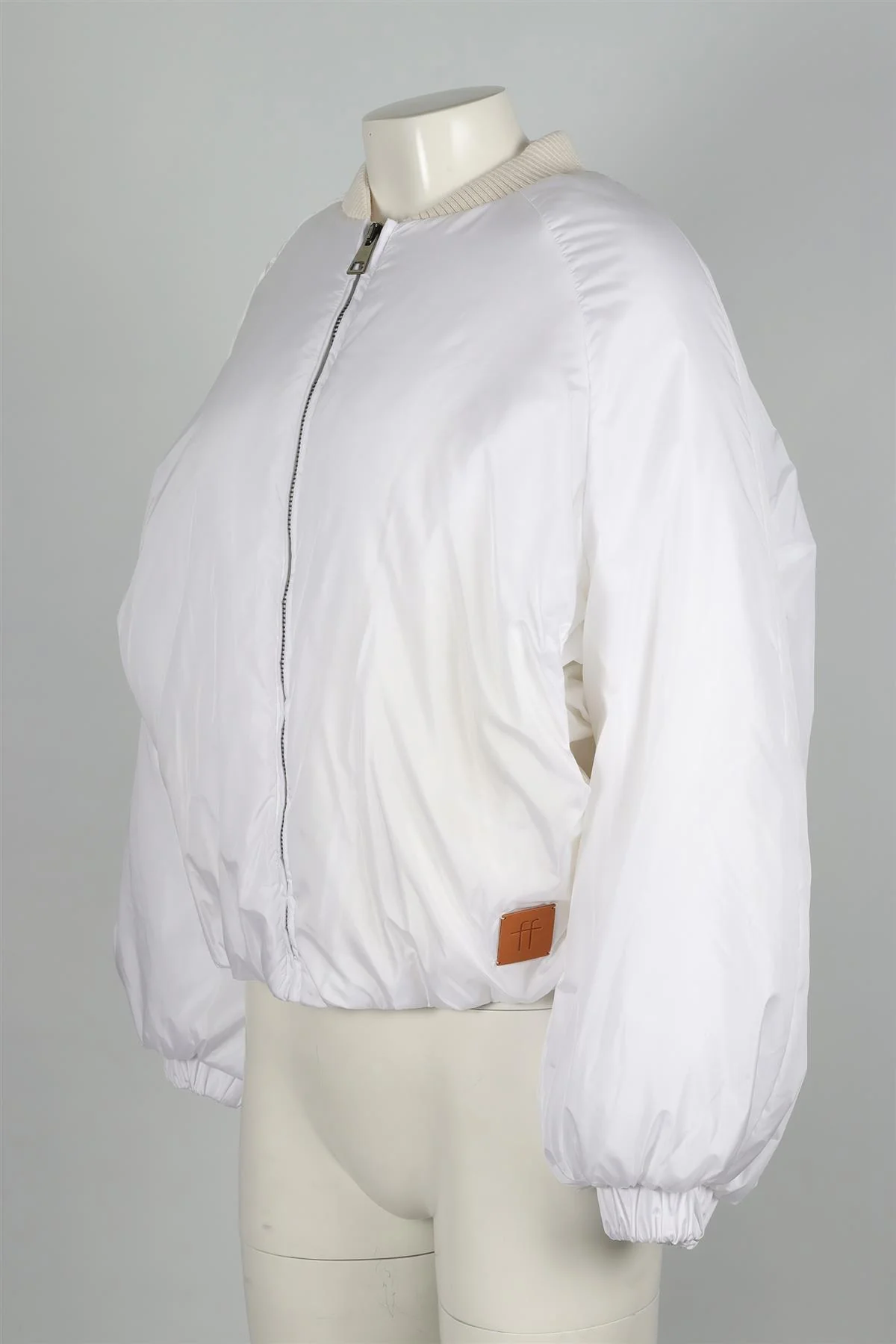 FORTE FORTE WHITE SHELL BOMBER JACKET UK 8 - Image 3