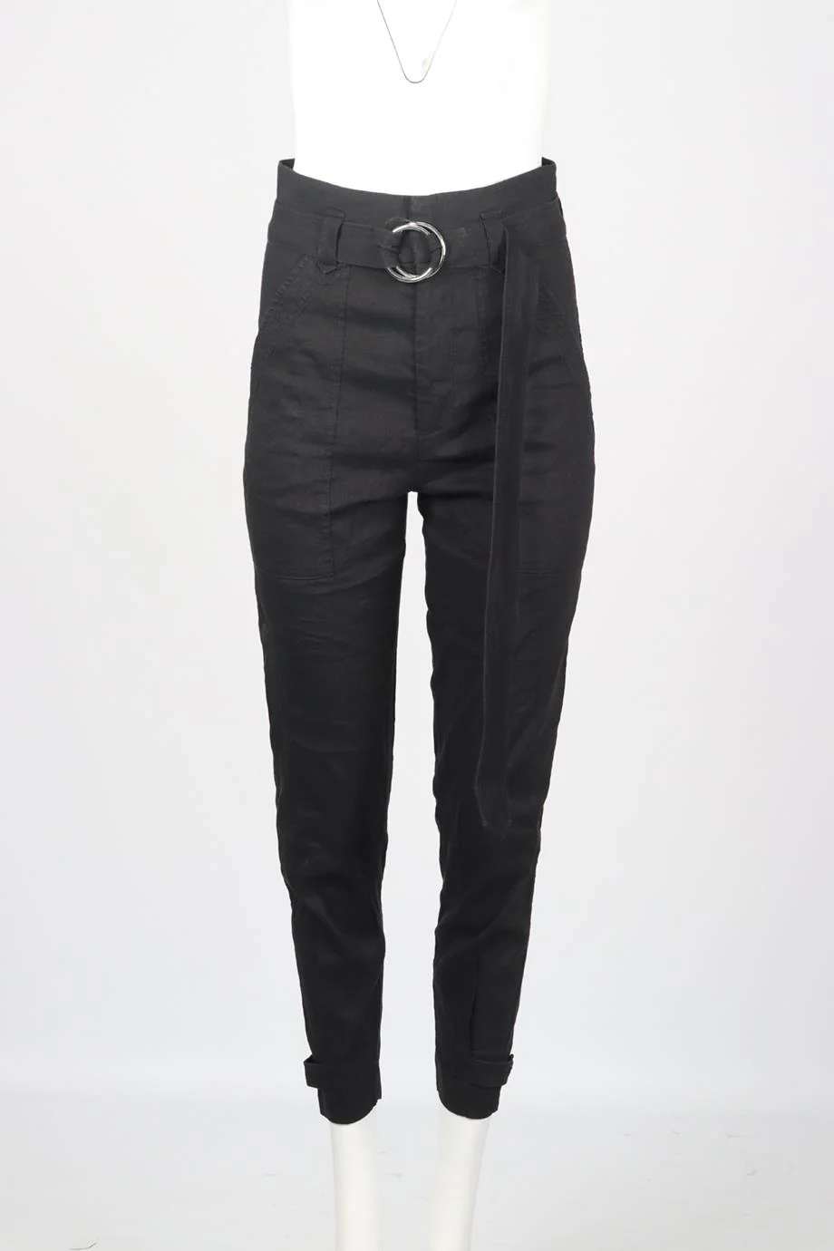 FRAME BELTED LINEN BLEND TAPERED PANTS XSMALL - Image 2