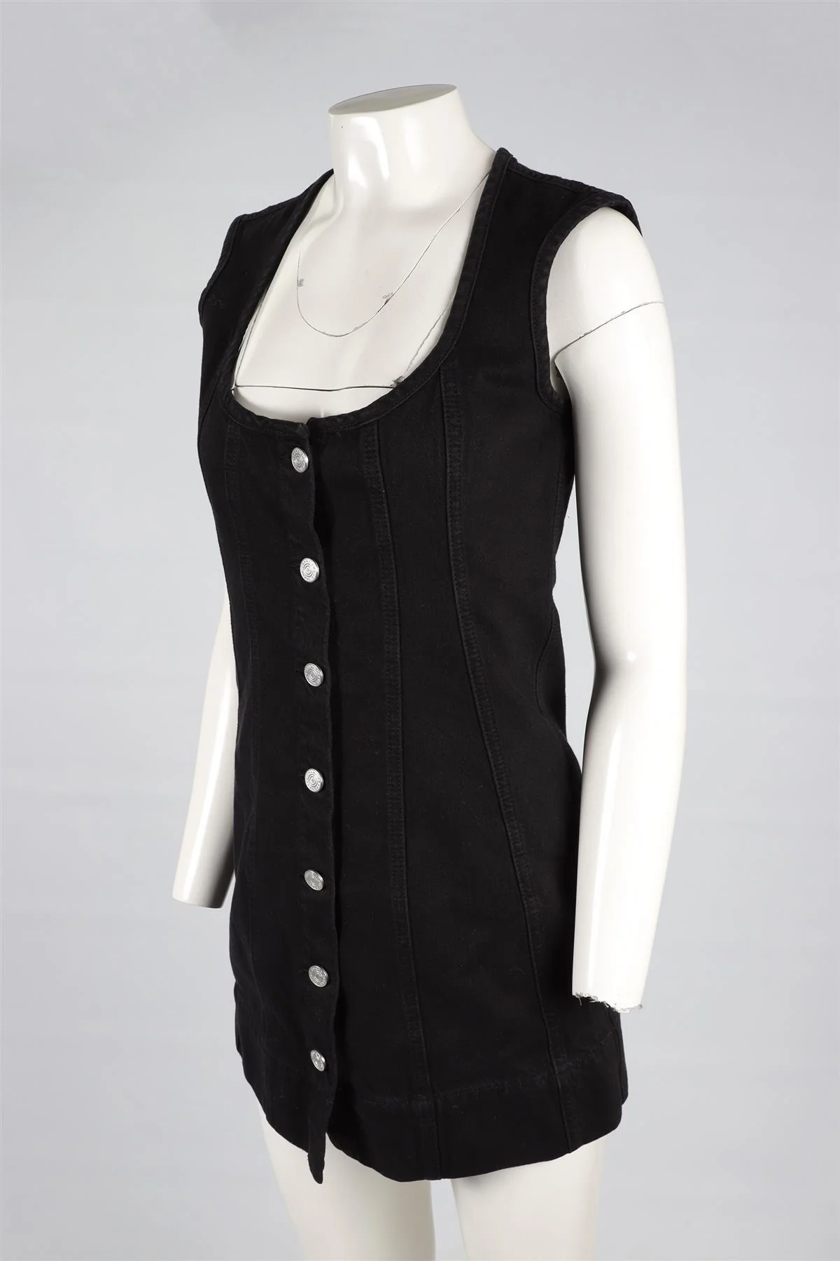 FRAME BLACK DENIM MINI DRESS US 2 UK 6 - Image 3