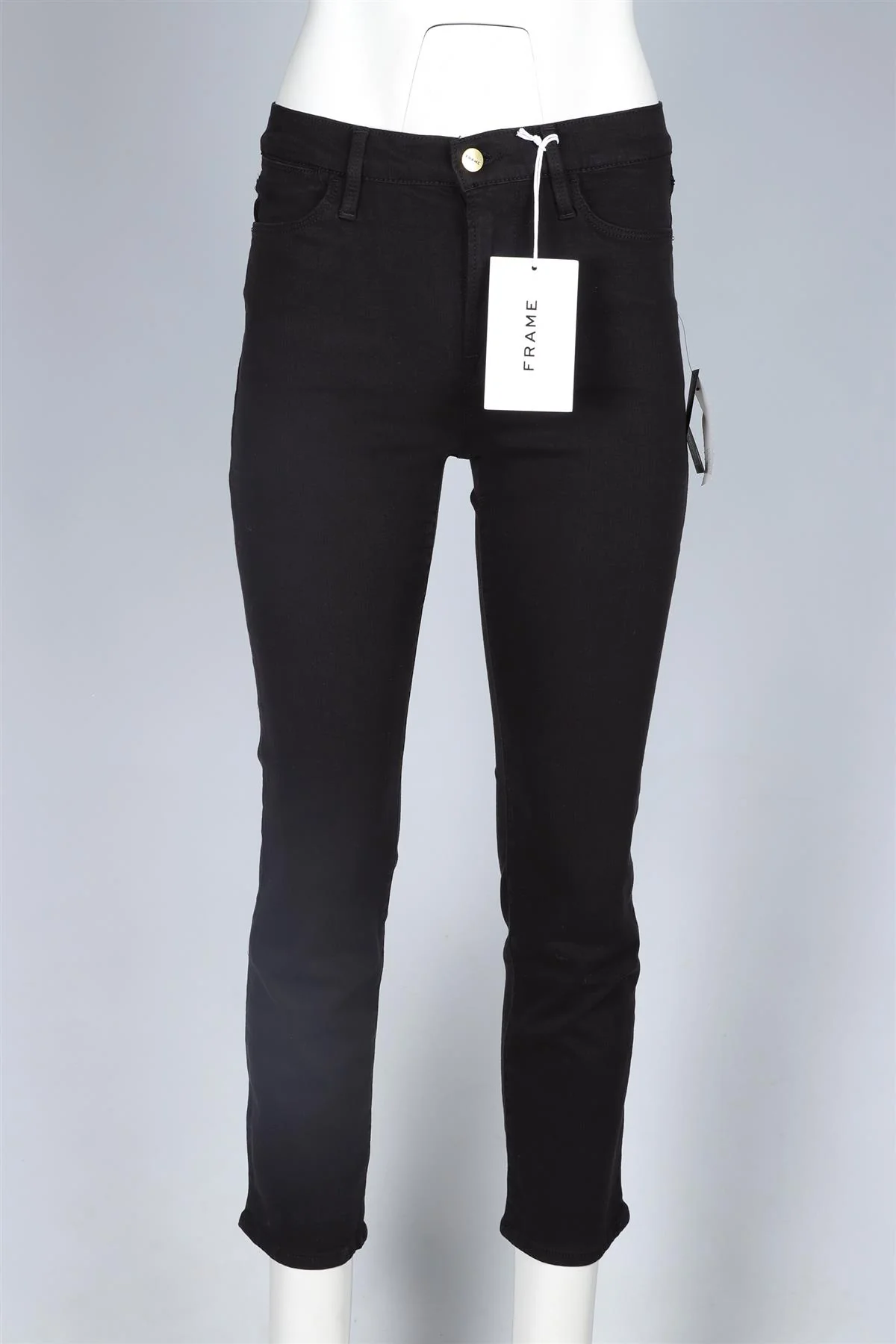 FRAME BLACK HIGH RISE STRAIGHT LEG JEANS W27 UK 8-10 - Image 2